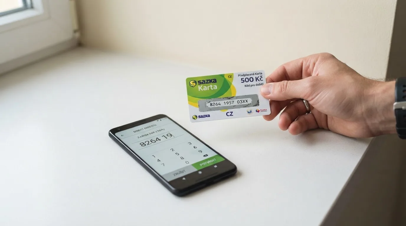 Paysafecard poukázka a mobilní telefon s otevřenou platební branou kasina