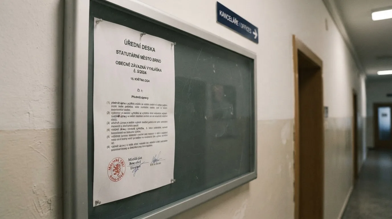 Úřední deska nebo dokument odkazující na plzeňskou vyhlášku o regulaci hazardu