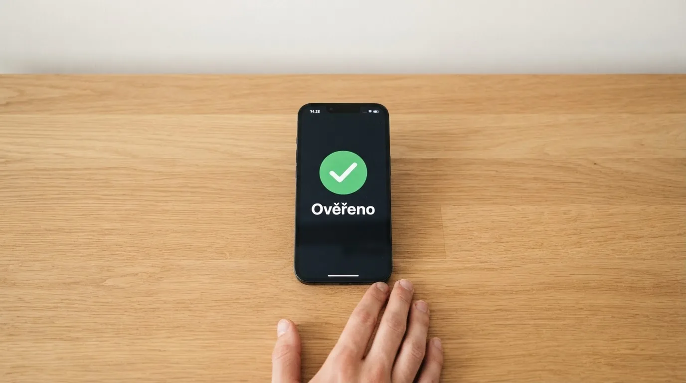 Mobilní telefon s otevřenou bankovní aplikací a logem BankID na displeji