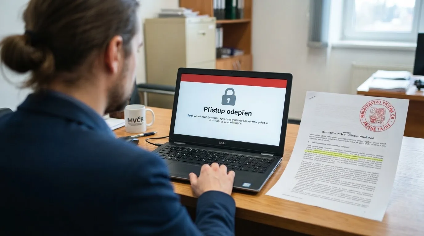 Úřední dokument s razítkem Ministerstva financí ČR a výřezem z blokovaných domén
